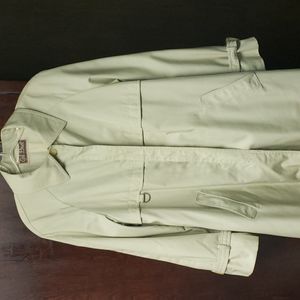 1970s Gil Bret Diolen Long Neutral Khaki Trench Coat Womens Sz L Made in Europe